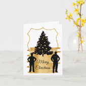 警察官のバッジ　クリスマスツリー　グリーティングカード カード (黄色い花)