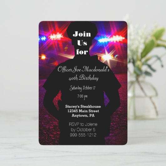 警察官のバースデーパーティ招待状 招待状 (スタンド正面)