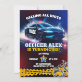 警察官のパトカーお誕生日ボーイ 招待状 (正面)