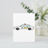警察官のパトカーに貼られた「馬鹿と一緒」ステッカー ポストカード (スタンド正面)