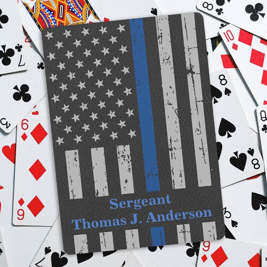 警察官のパーソナライズされたヴィンテージ薄い青い線 トランプ