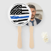 警察官のパーティー薄い青い線のお祝い ハンドファン (正面&裏面)