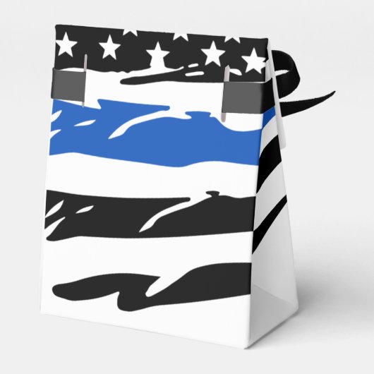 警察官のパーティー薄い青い線のお祝い フェイバーボックス (裏面サイド)