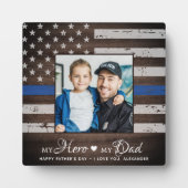 警察官のヒーローパパパーソナライズされた写真 フォトプラーク (正面)