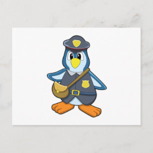 警察官のペンギンとハンドバッグ ポストカード