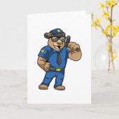 警察官のユニフォームを着たクマ カード (黄色い花)