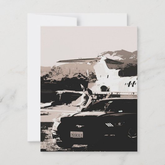 警察官の仕事を待つマスタングオーナーアート|ギフト 招待状 (正面)