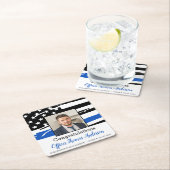 警察官の写真青の細い線の卒業 スクエアペーパーコースター (インサイチュ)