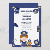 警察官の女の子のベビーシャワー招待状 招待状 (正面/裏面)