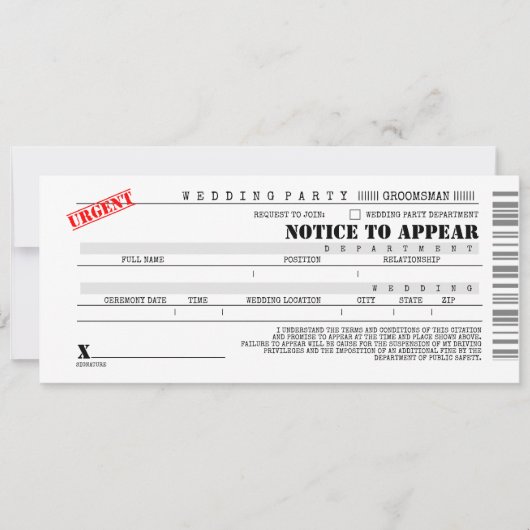 警察官の婚約書 護衛 楽しい プロポーズ 招待状 (正面)