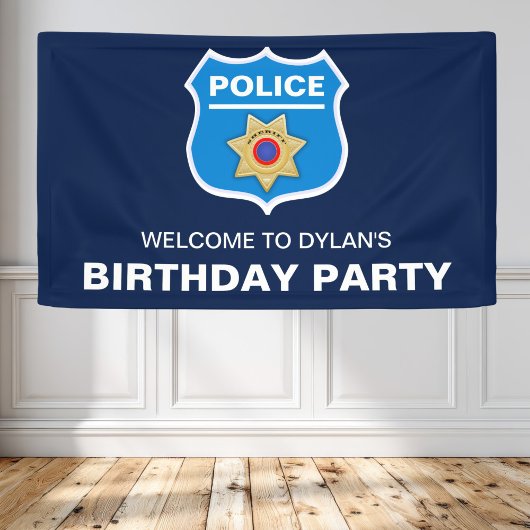 警察官の子供の誕生日パーティー 横断幕