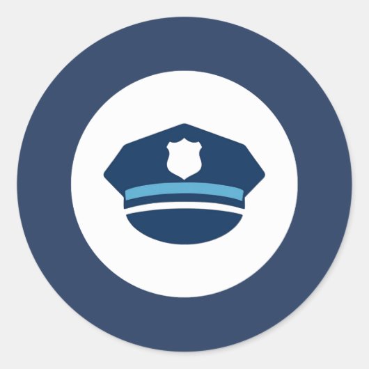 警察官の帽子のステッカー ラウンドシール (正面)