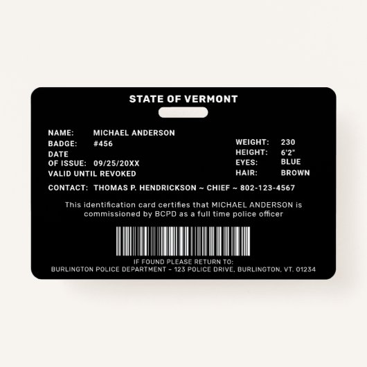 警察官の法執行の写真カスタムID バッジ (裏面)