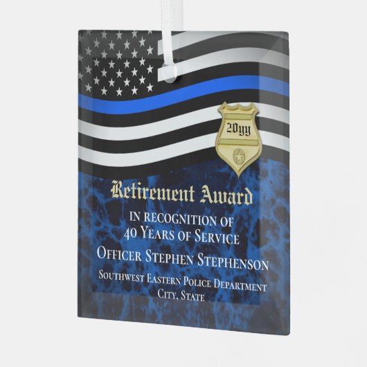 警察官の法執行カスタム退職 ガラスオーナメント (正面左)