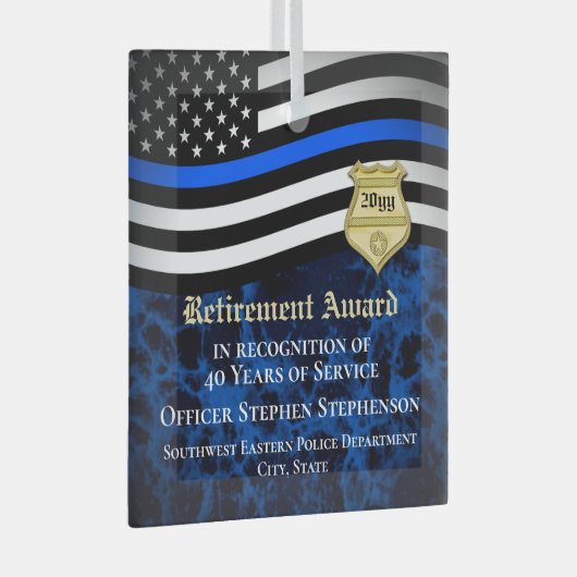 警察官の法執行カスタム退職 ガラスオーナメント (正面右)
