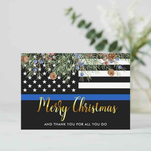 警察官の法執行メリークリスマス サンキューカード (スタンド正面)