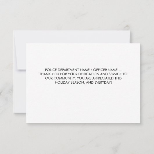 警察官の法執行メリークリスマス サンキューカード (裏面)