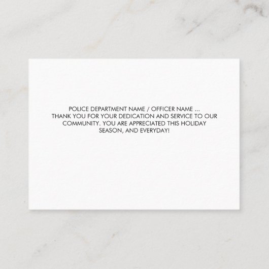警察官の法執行聖降誕祭ありがとう 名刺 (裏面)