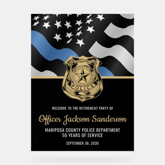 警察官の法執行退職歓迎 アクリルサイン (正面)