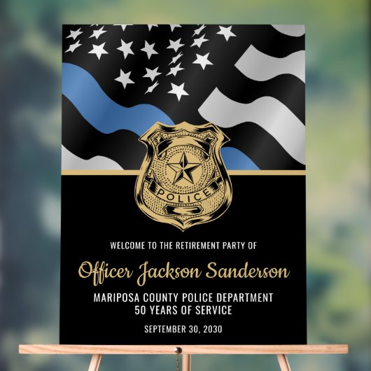 警察官の法執行退職歓迎 アクリルサイン (ニュートラル)