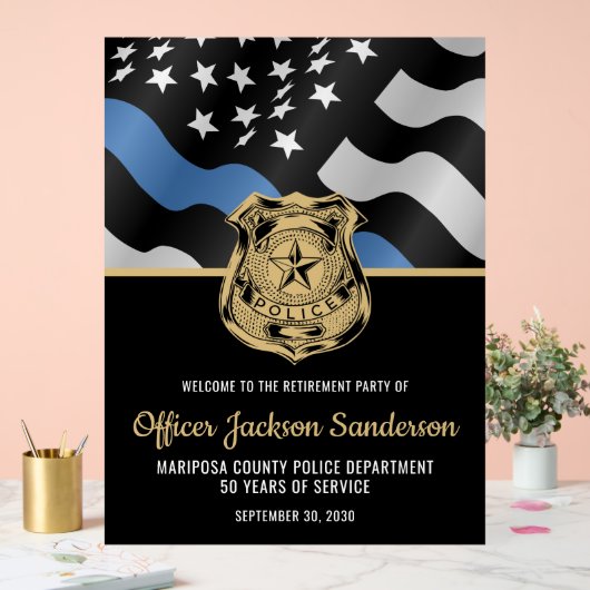 警察官の法執行退職歓迎 アクリルサイン (ウェディング)