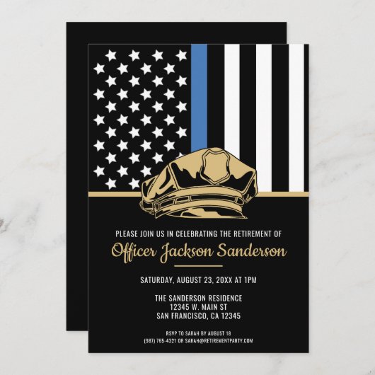 警察官の法執行退職 招待状 (正面/裏面)