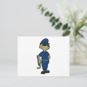 警察官の犬 バトンとサングラスをつけて ポストカード (スタンド正面)