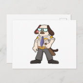 警察官の犬（バトンとサングラスを着用） ポストカード (正面/裏面)