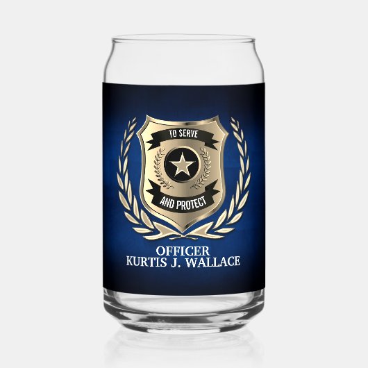 警察官の盾パーソナライズされた ガラス缶 (正面)