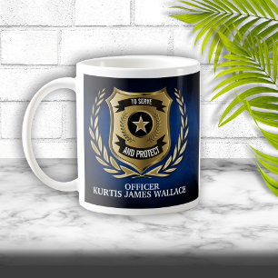 警察官の盾パーソナライズされた コーヒーマグカップ