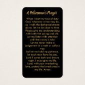 警察官の祈りの言葉カード警察の卒業祝い (裏面)