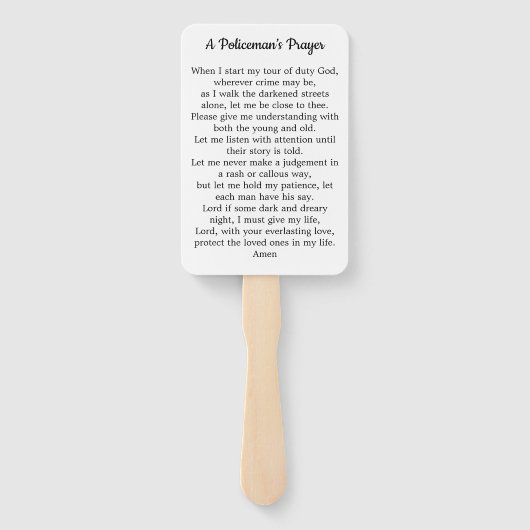 警察官の祈りの言葉カード警察の卒業祝い ハンドファン (裏面)