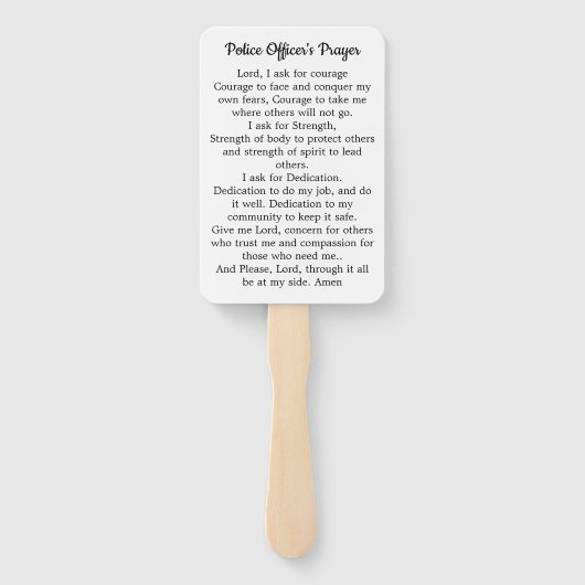 警察官の祈りの言葉カード警察の卒業祝い ハンドファン (裏面)