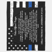 警察官の祈りの言葉ギフト薄い青い線のフラグ フリースブランケット (正面)