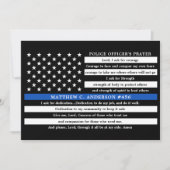 警察官の祈りの言葉パーソナライズされた薄いブルーライン サンキューカード (正面)