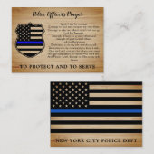 警察官の祈りの言葉パーソナライズされた薄いブルーライン 名刺 (正面/裏面)