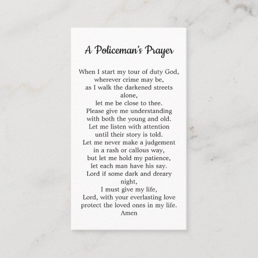 警察官の祈りの言葉法執行官 名刺 (正面)