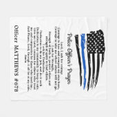 警察官の祈りの言葉薄いブルーラインアメリカ国旗 フリースブランケット (正面(横))