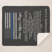 警察官の祈りの言葉薄いブルーライン シェルパブランケット (正面(横))