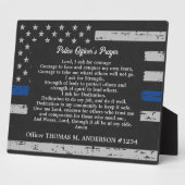 警察官の祈りの言葉薄いブルーライン フォトプラーク (側面)