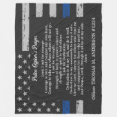 警察官の祈りの言葉薄いブルーライン フリースブランケット (正面)