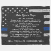 警察官の祈りの言葉薄いブルーライン フリースブランケット (正面(横))