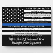 警察官の祈りの言葉薄い青い線旗 フォトプラーク (正面)