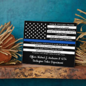 警察官の祈りの言葉薄い青い線旗 フォトプラーク (側面)