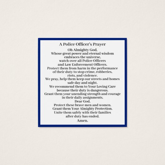 警察官の祈りの言葉 (裏面)