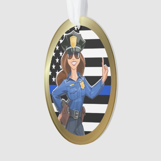 警察官の細いブルーライン オーナメント (正面)