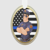 警察官の細いブルーライン オーナメント (正面)