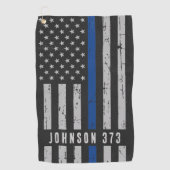 警察官の細いブルーライン ゴルフタオル (正面)