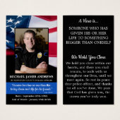 警察官の葬儀祈りの言葉カード薄いブルーライン (正面&裏面)