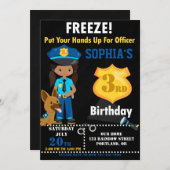警察官の誕生日の招待ガールパーティー 招待状 (正面/裏面)